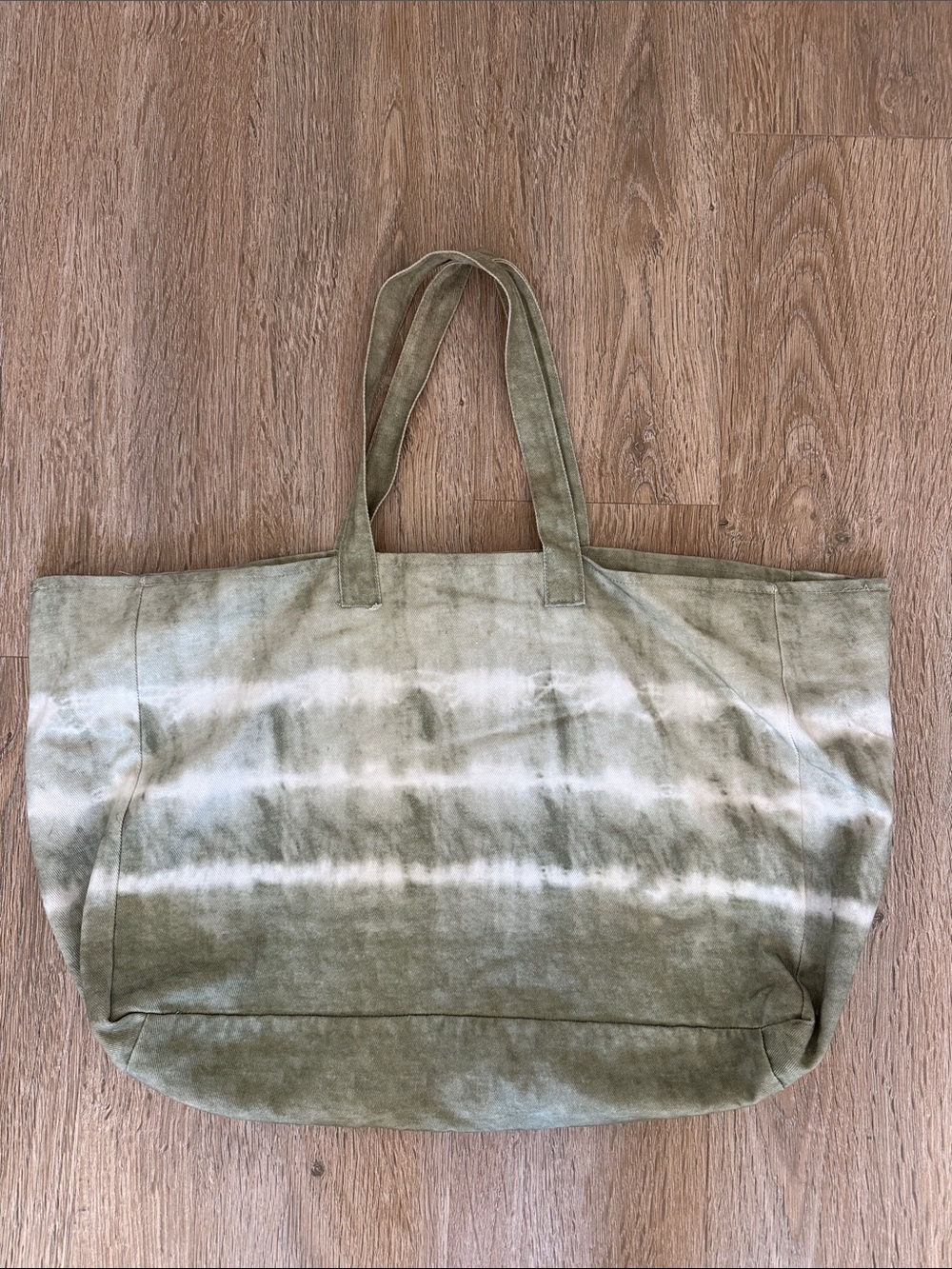 ZARA / Large Green Tie-Dye Soft Canvas Oversized Pouch